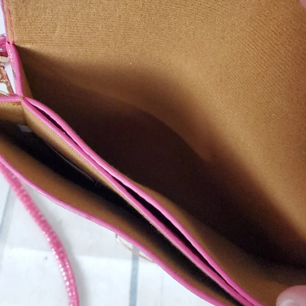 Rhinestone Embellished Crossbody Bag Pink Reptile Envelope Style Barbiecore - Picture 14 of 16